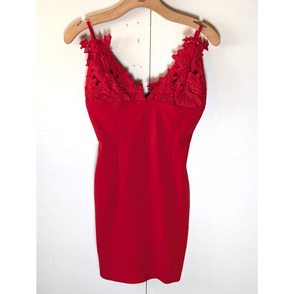 Missguided Red Top Lace Mini Dress